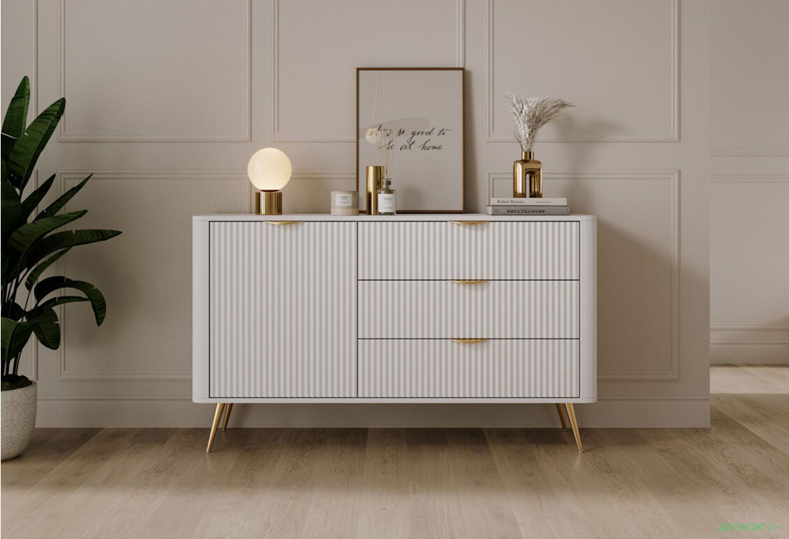 Изображение 3 - Комод Perfect Home Ланте / Lante 1-дверный с 3 ящиками 138 см, белый, золотые ножки