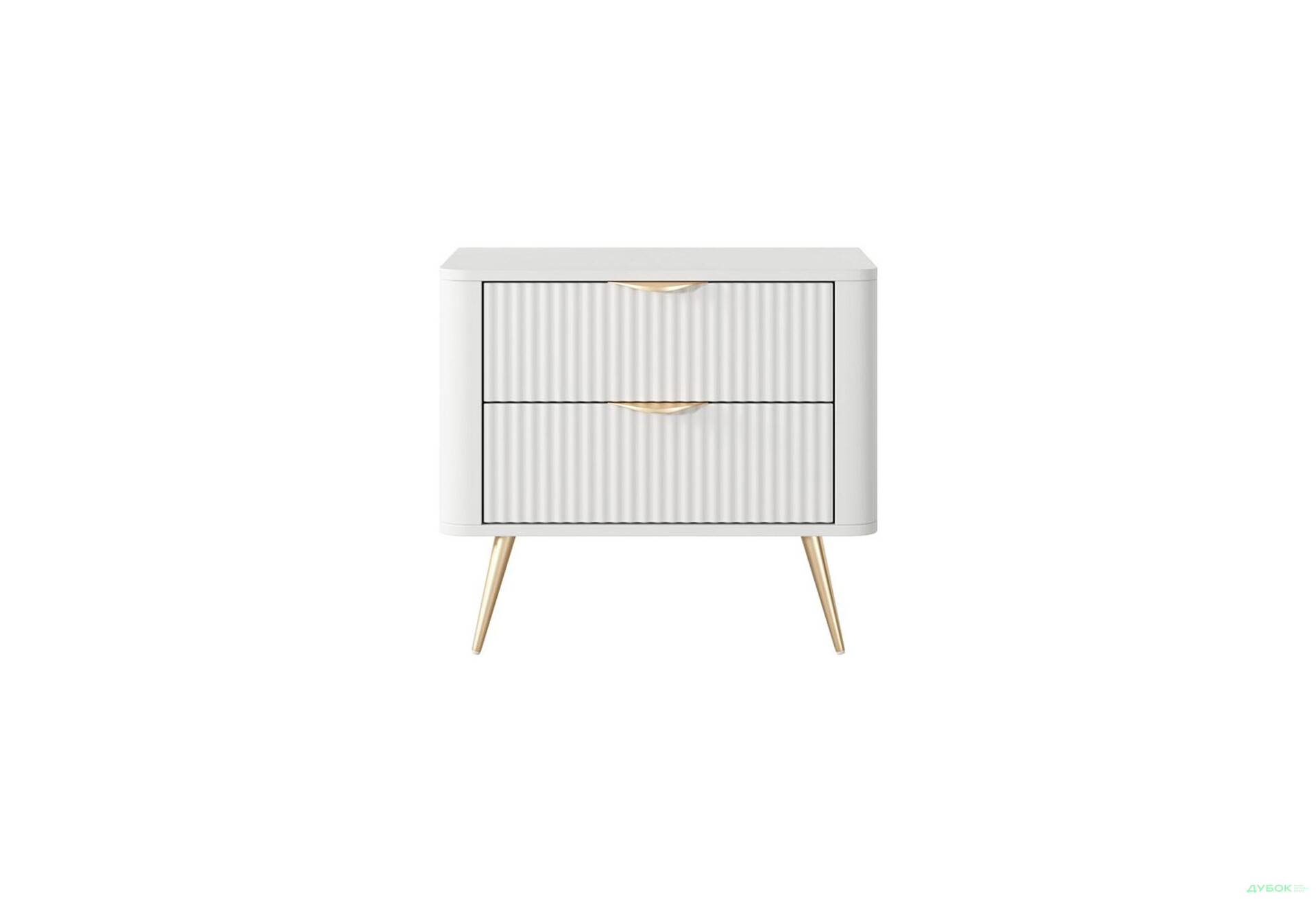 Зображення 4 - Приліжкова тумба Perfect Home Ланте / Lante з 2 шухлядами 63 см, білий, золоті ніжки