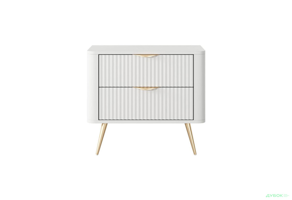 Зображення 4 - Приліжкова тумба Perfect Home Ланте / Lante з 2 шухлядами 63 см, білий, золоті ніжки