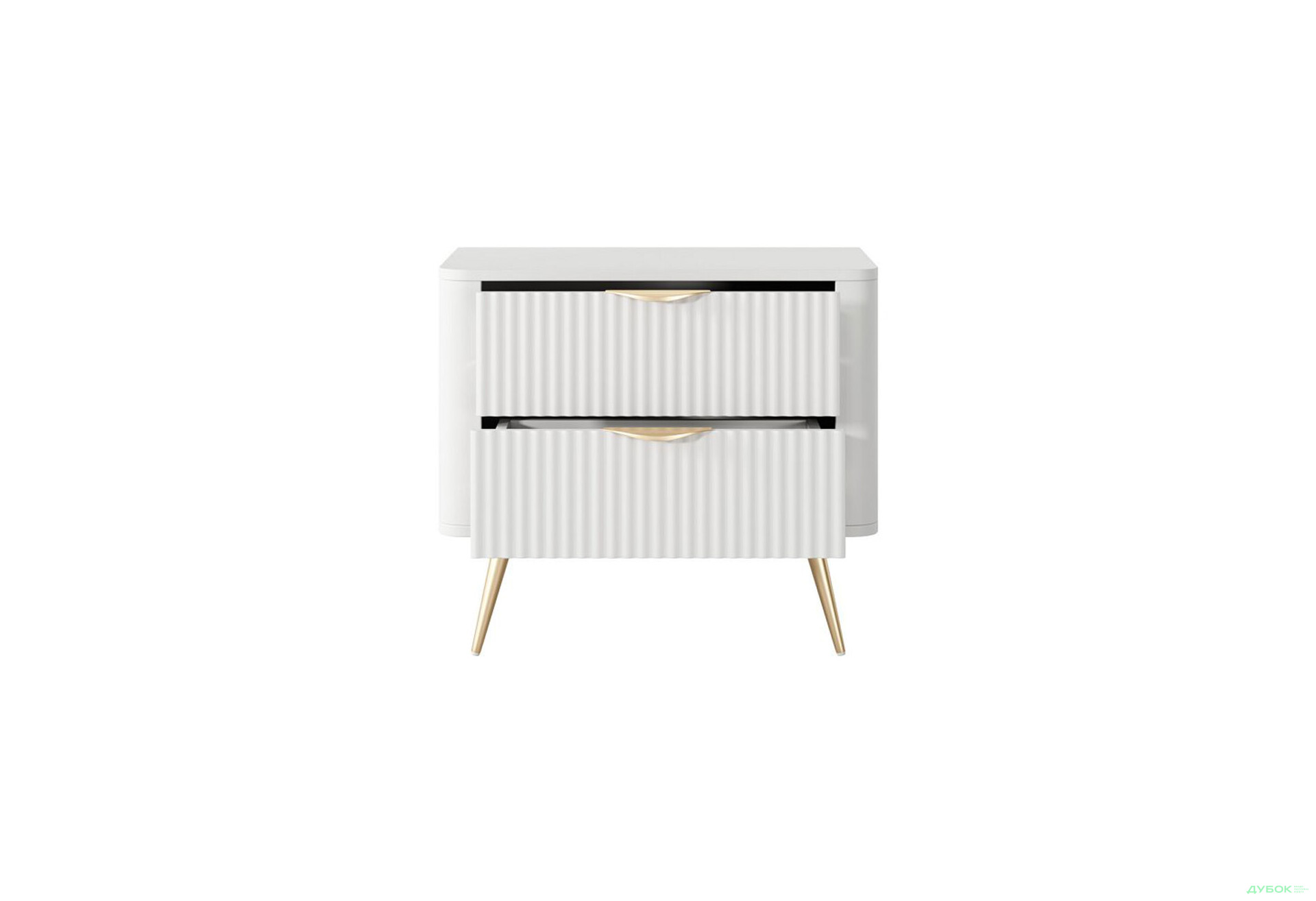Зображення 5 - Приліжкова тумба Perfect Home Ланте / Lante з 2 шухлядами 63 см, білий, золоті ніжки