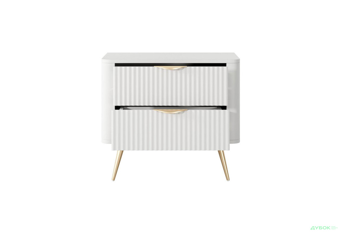 Зображення 5 - Приліжкова тумба Perfect Home Ланте / Lante з 2 шухлядами 63 см, білий, золоті ніжки