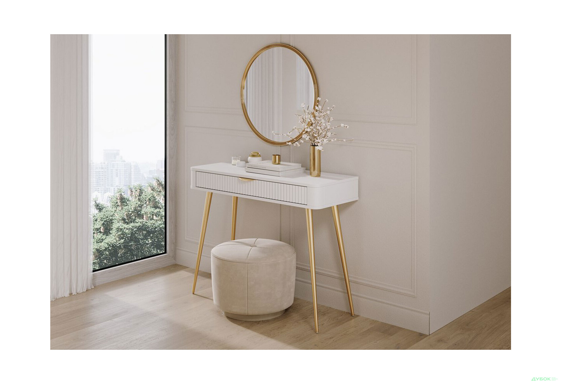 Изображение 3 - Стол туалетный Perfect Home Ланте / Lante с 1 ящиком 100 см, белый, золотые ножки