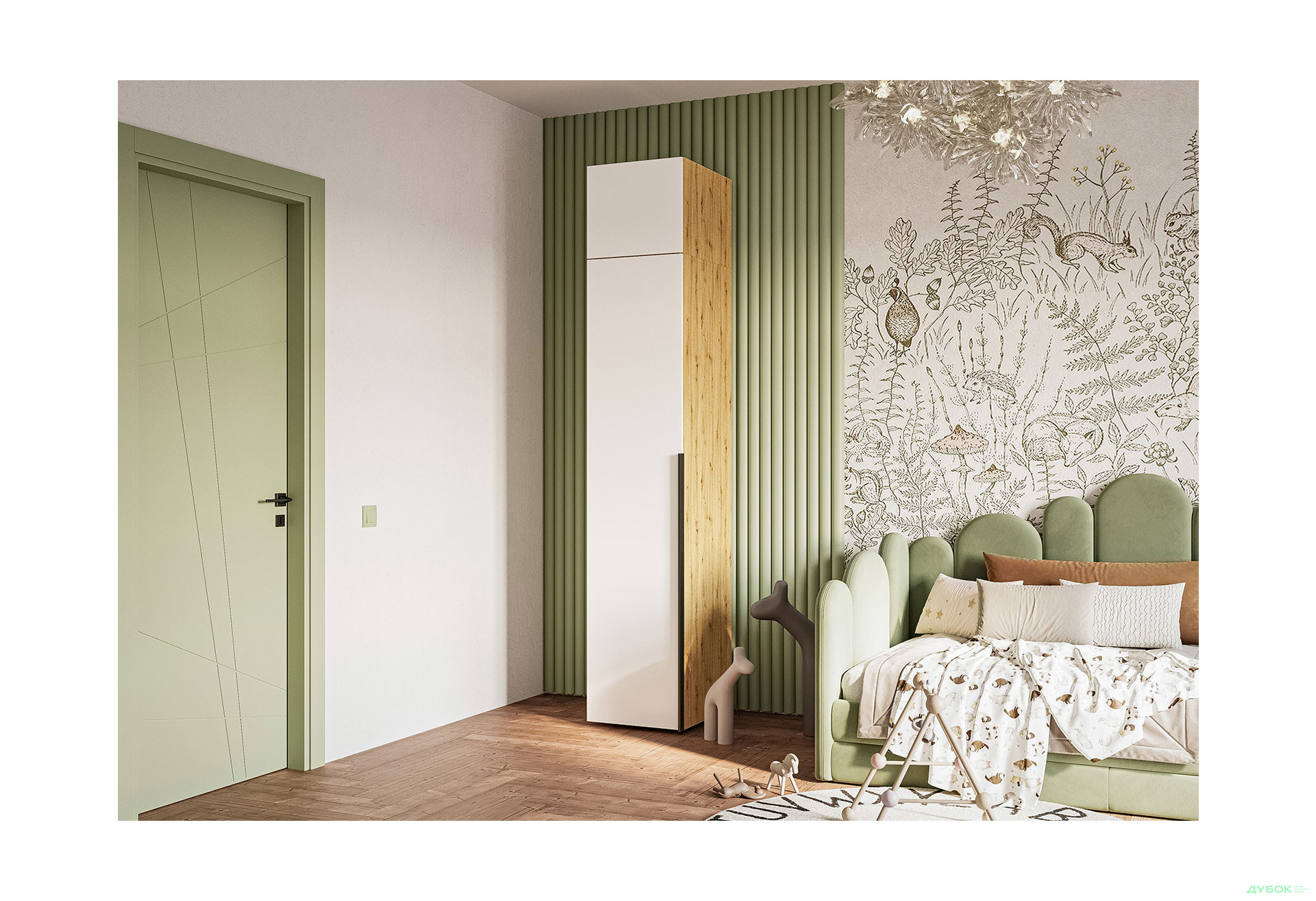 Зображення 1 - Пенал Garant Соло 1D_Sh з антресоллю та полицями 45 см, дуб артизан / німфея альба