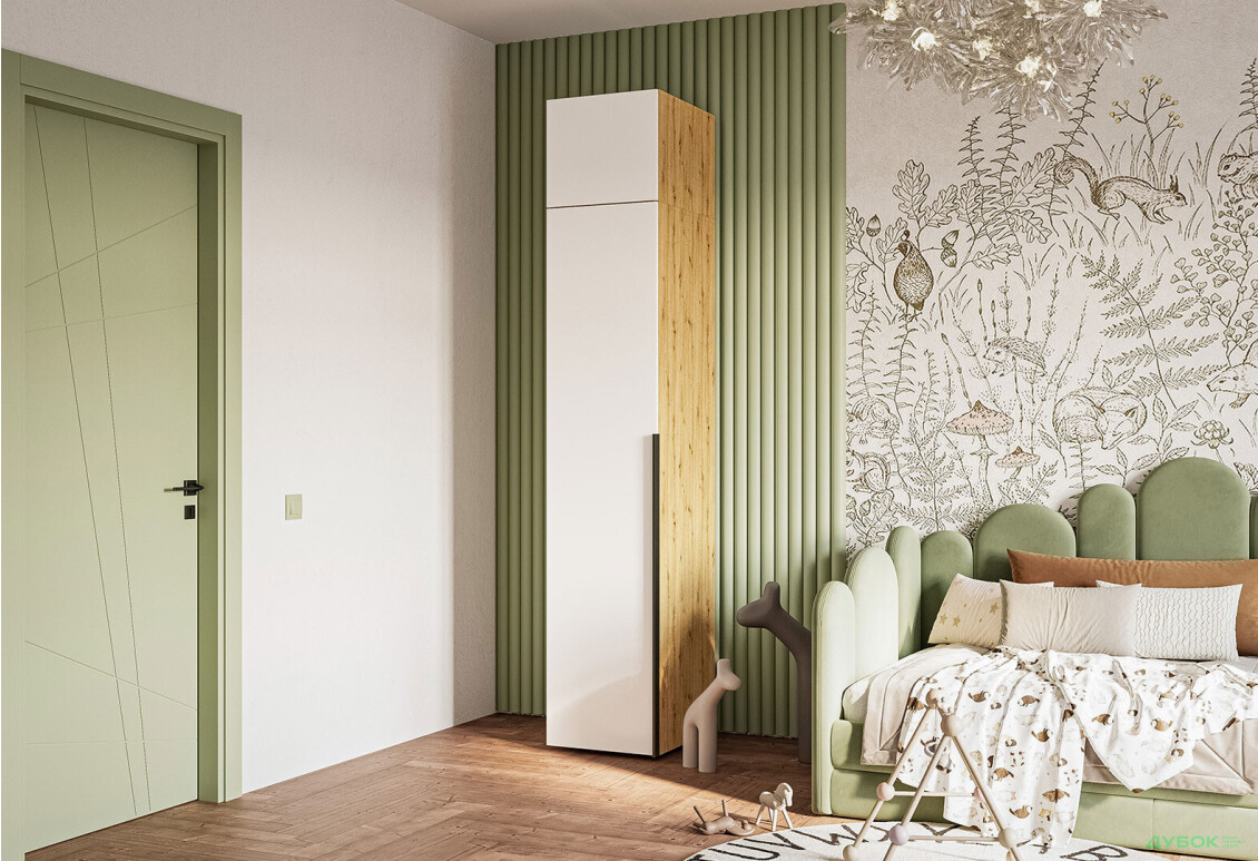 Зображення 1 - Пенал Garant Соло 1D_Sh з антресоллю та полицями 45 см, дуб артизан / німфея альба