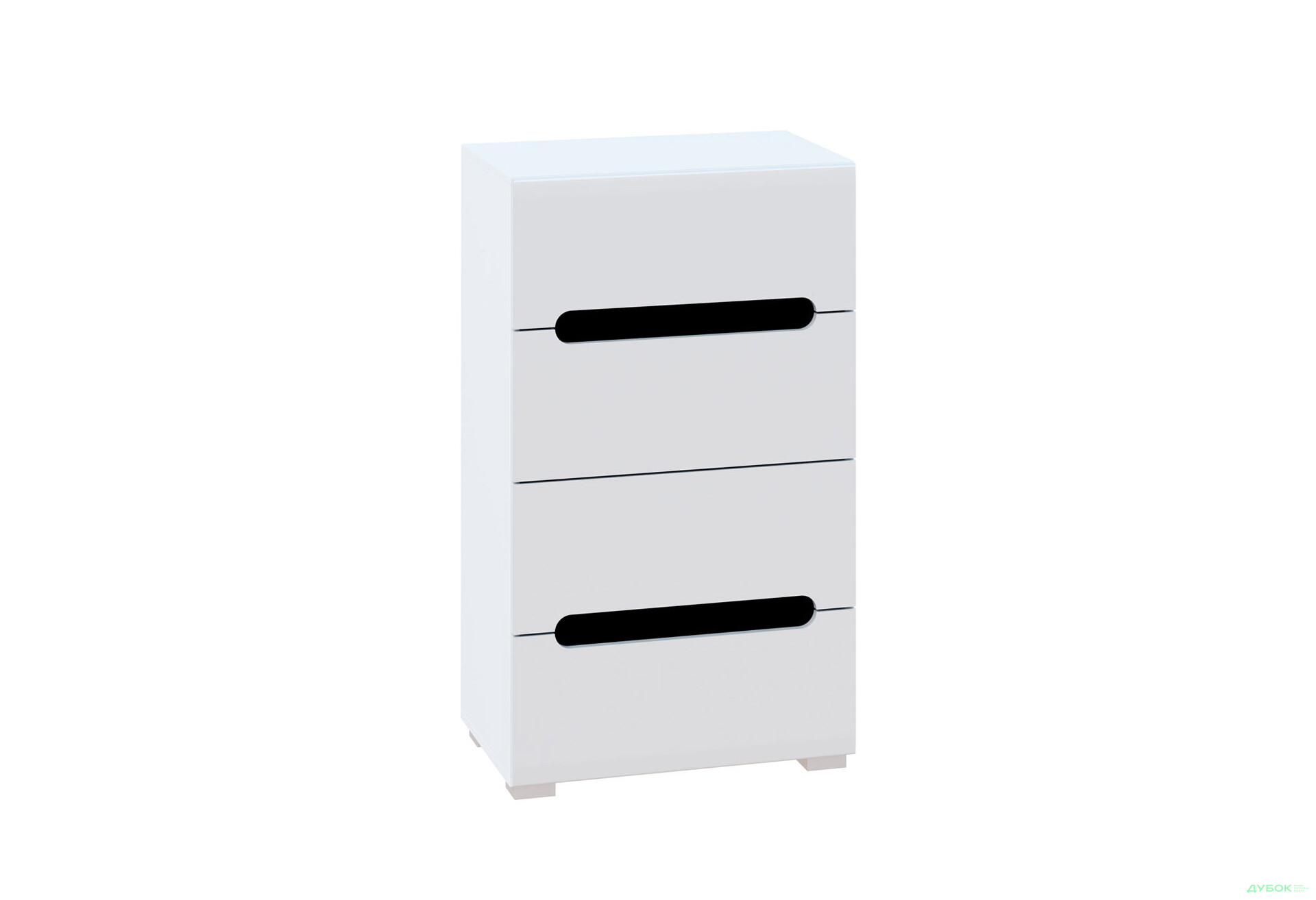 Зображення 2 - Комод Світ Меблів Бянко з 4 шухлядами 60 см Білий з чорною вставкою