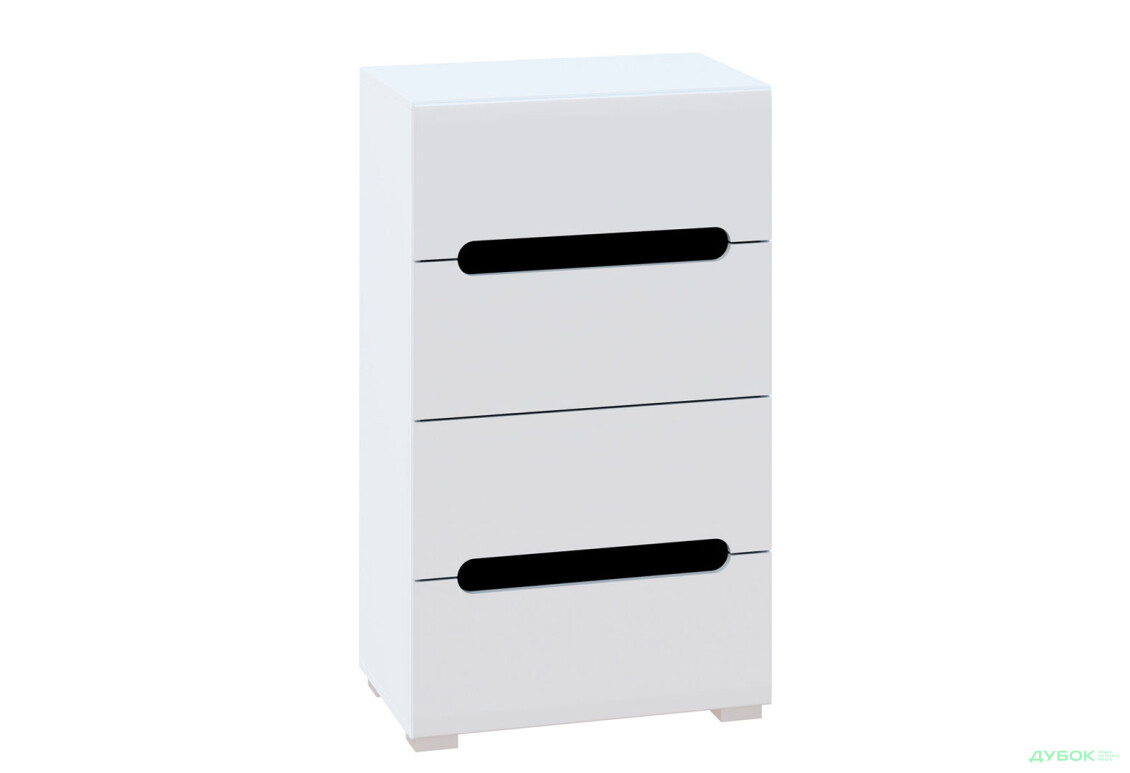 Зображення 2 - Комод Світ Меблів Бянко з 4 шухлядами 60 см Білий з чорною вставкою
