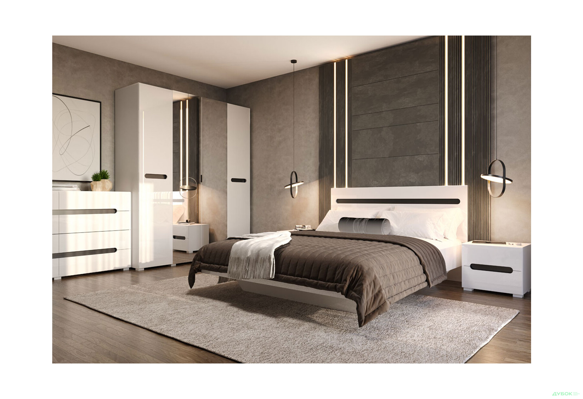 Зображення 2 - Ліжко Світ Меблів Бянко (без вкладу) 140х200 см, Біле з чорною вставкою