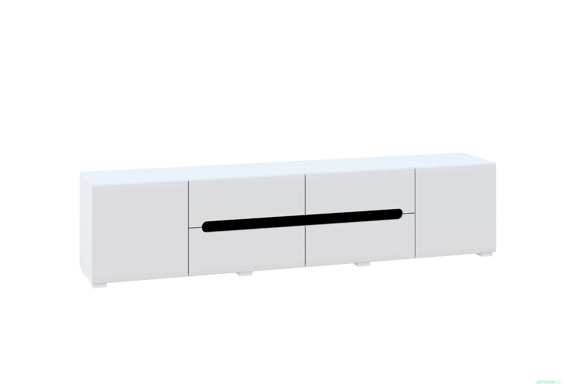 Зображення 3 - Тумба під ТВ Світ Меблів Бянко з 2 дверцятами та шухлядами 230 см, Біла з чорною вставкою