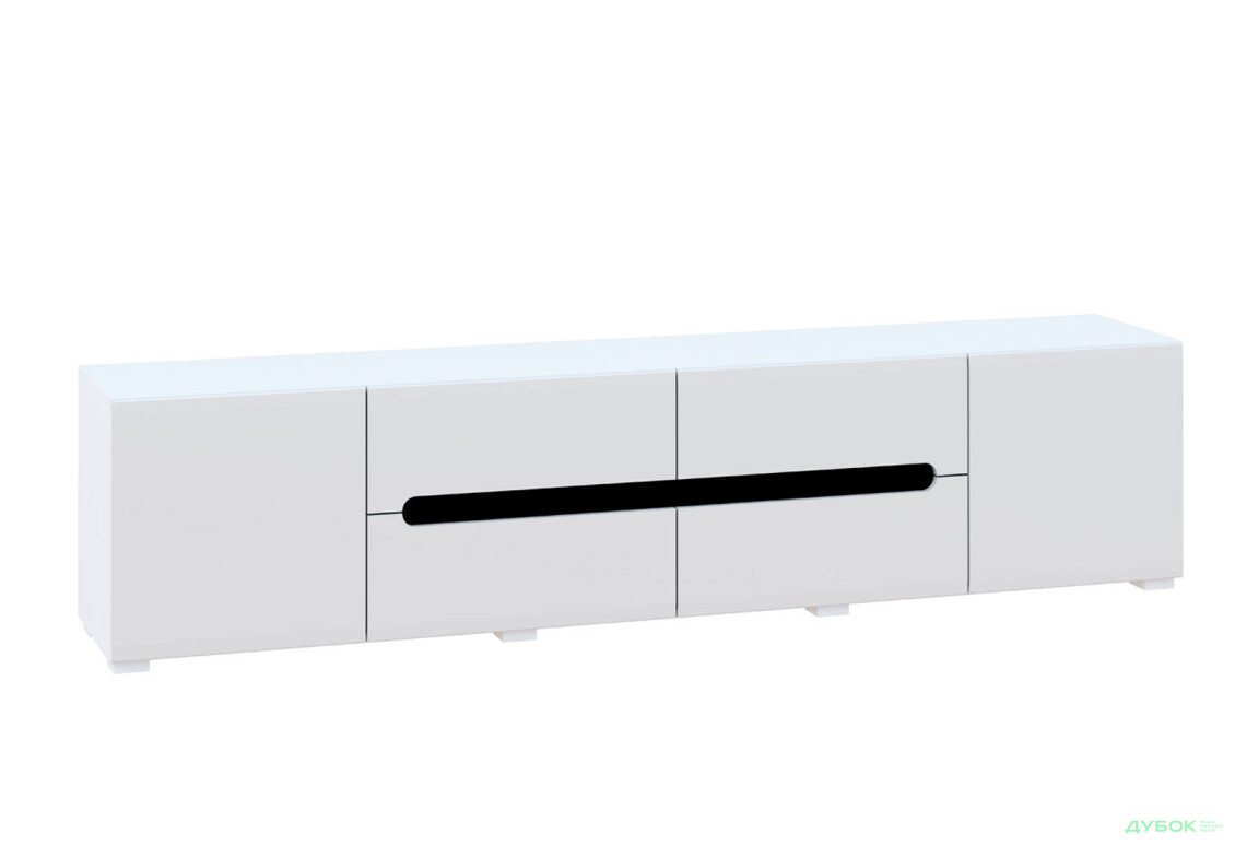 Зображення 3 - Тумба під ТВ Світ Меблів Бянко з 2 дверцятами та шухлядами 230 см, Біла з чорною вставкою