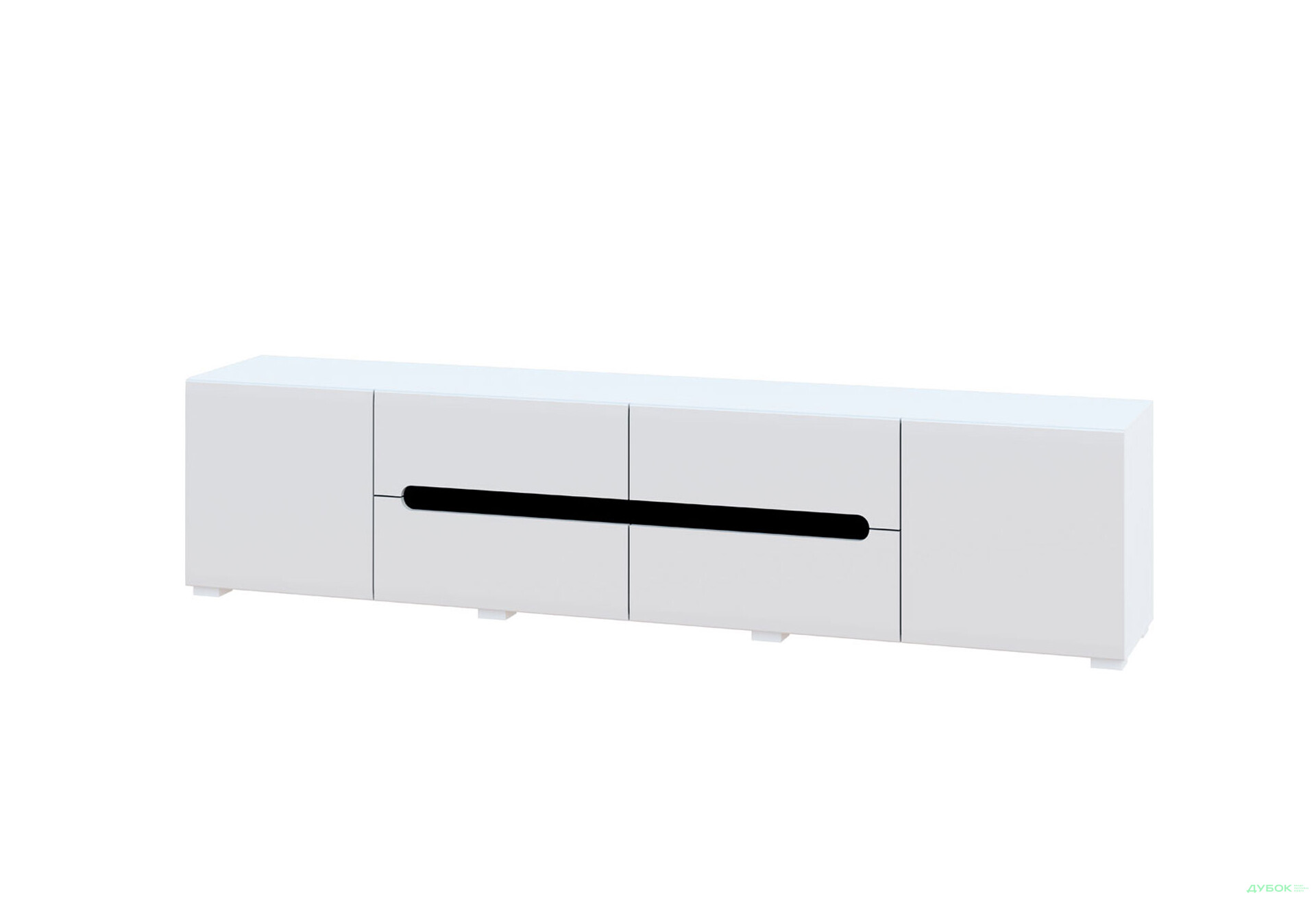 Зображення 1 - Тумба під ТВ Світ Меблів Бянко з 2 дверцятами та шухлядами 230 см, Біла з чорною вставкою