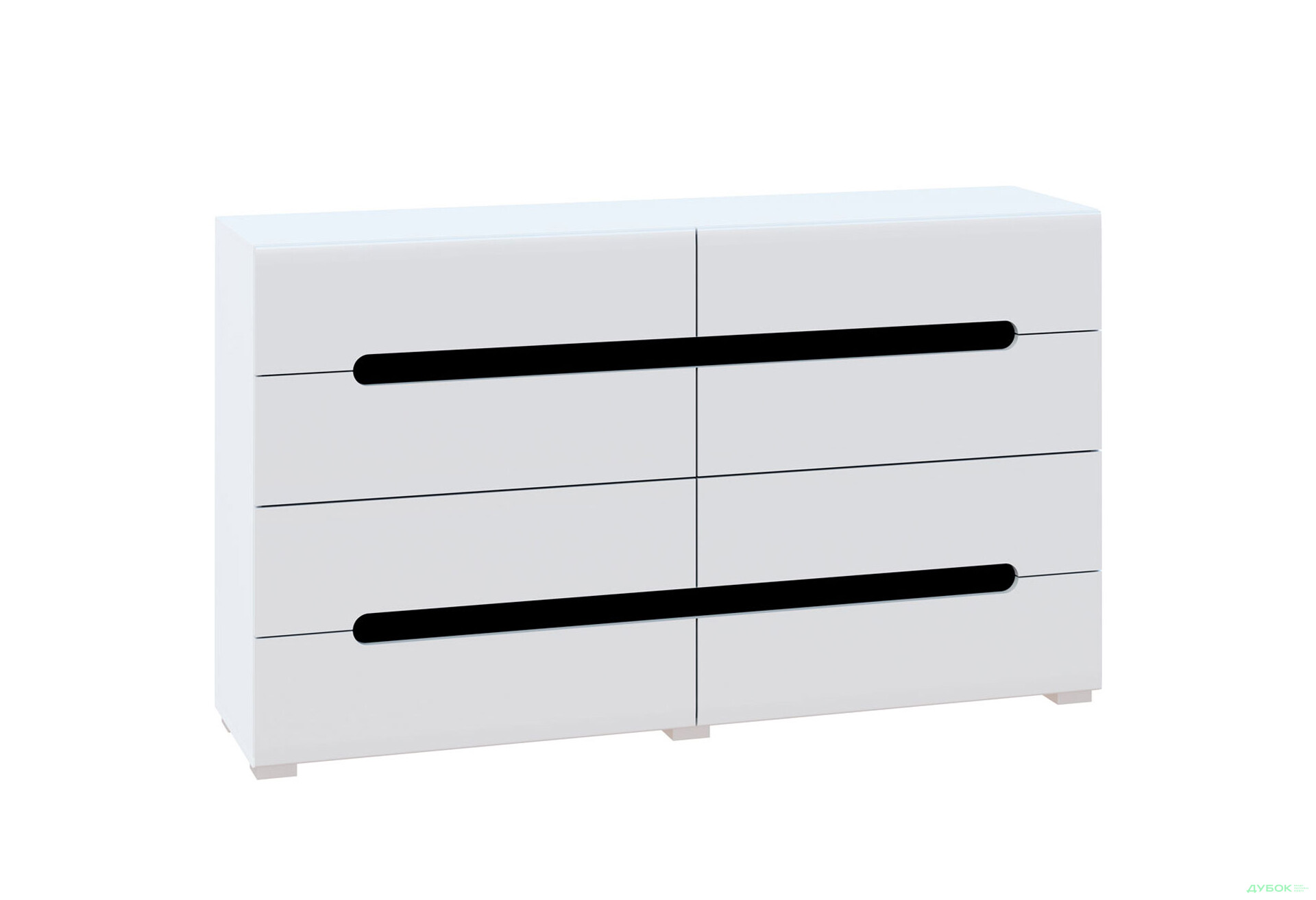 Зображення 2 - Комод Світ Меблів Бянко з 8 шухлядами 160 см Білий з чорною вставкою