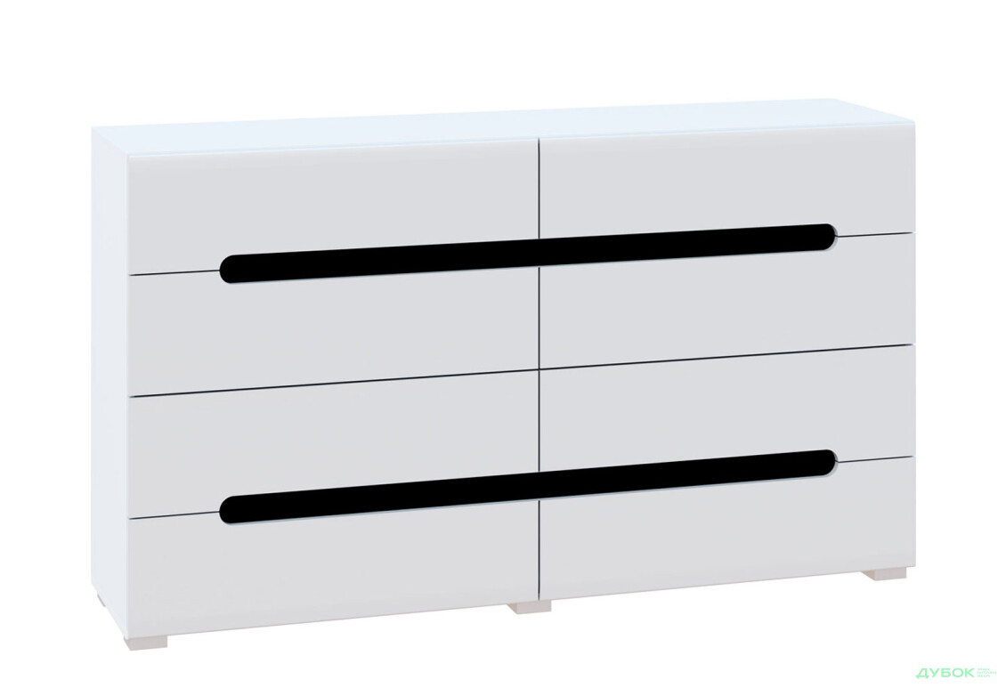 Зображення 2 - Комод Світ Меблів Бянко з 8 шухлядами 160 см Білий з чорною вставкою