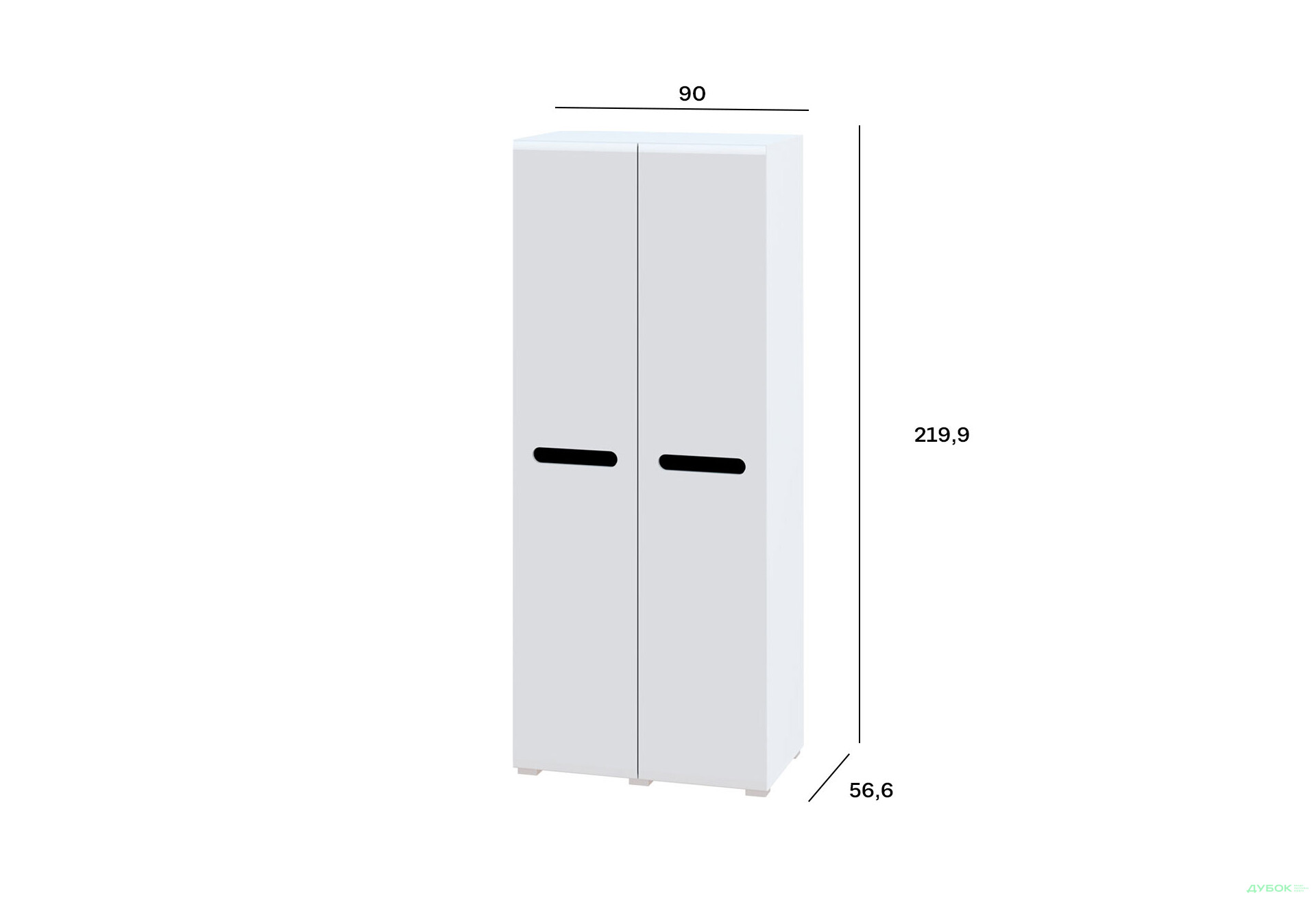 Изображение 4 - Шкаф Svit Mebliv Бьянко 2-дверный 90 см, Белый с черной вставкой