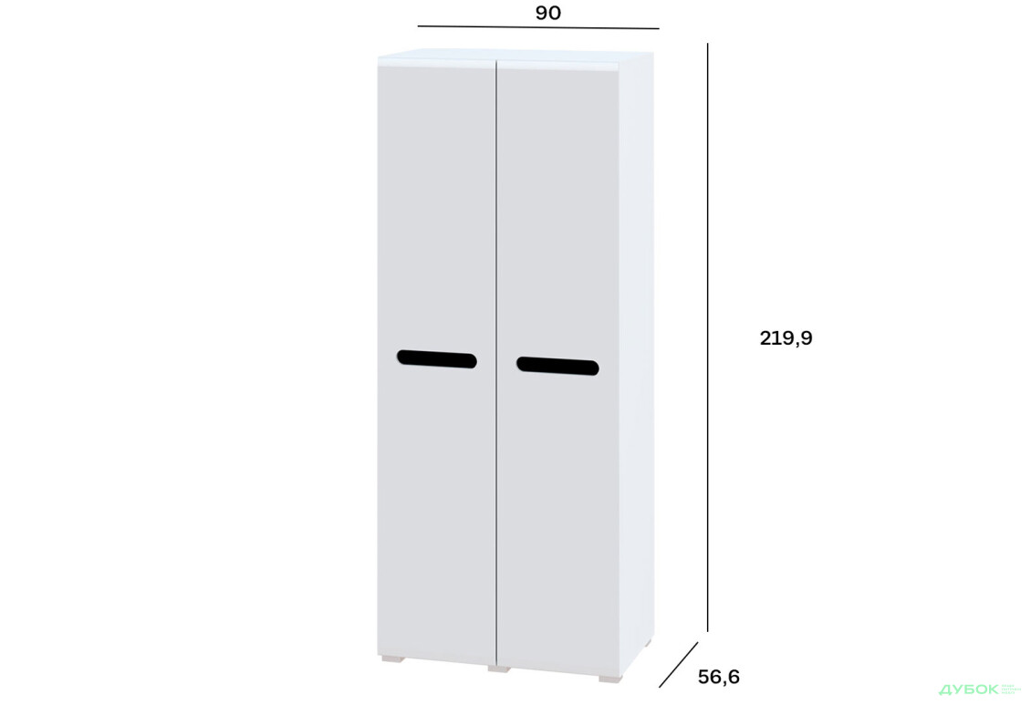 Изображение 4 - Шкаф Svit Mebliv Бьянко 2-дверный 90 см, Белый с черной вставкой