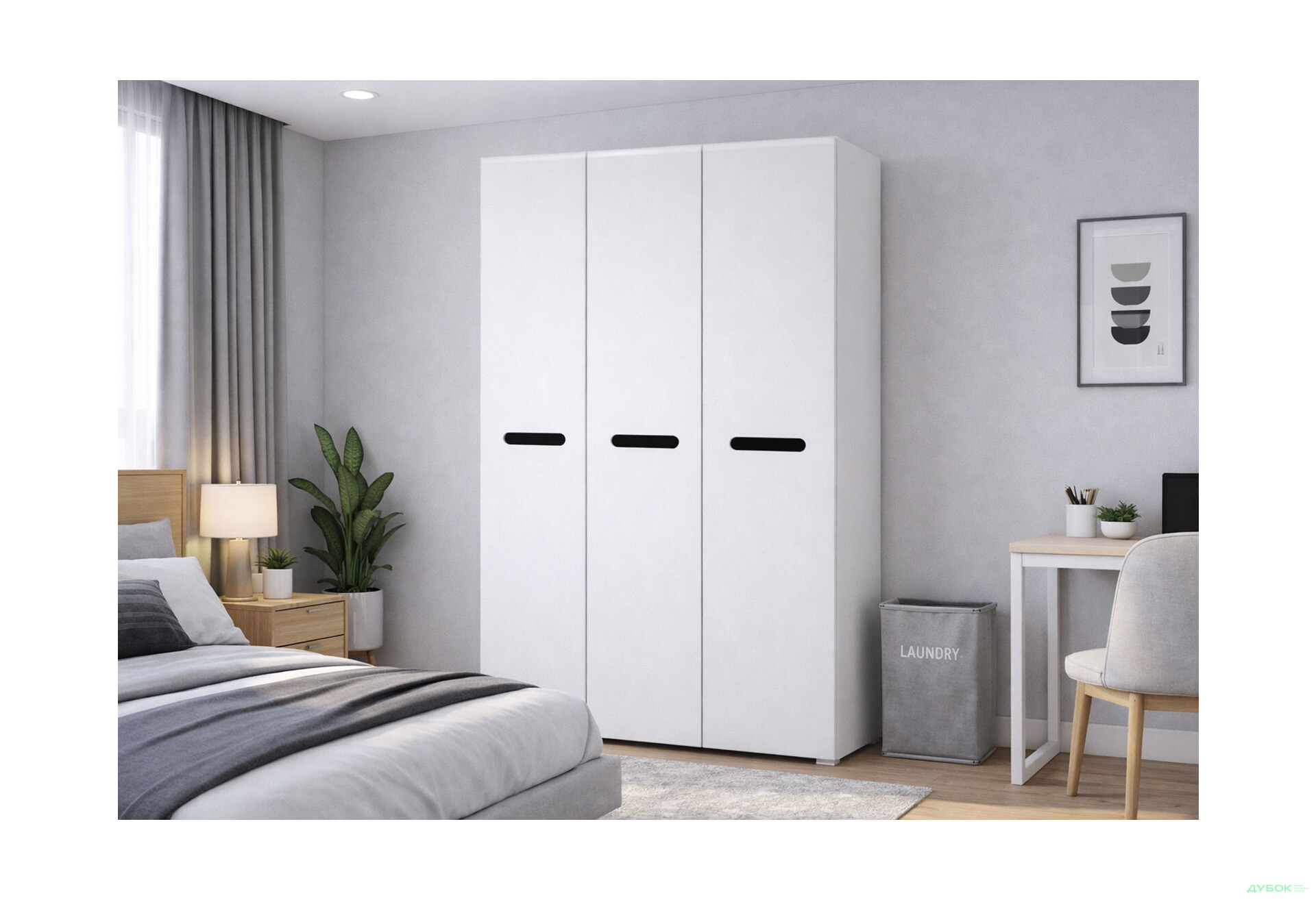 Изображение 2 - Шкаф Svit Mebliv Бьянко 3-дверный 120 см, Белый с черной вставкой