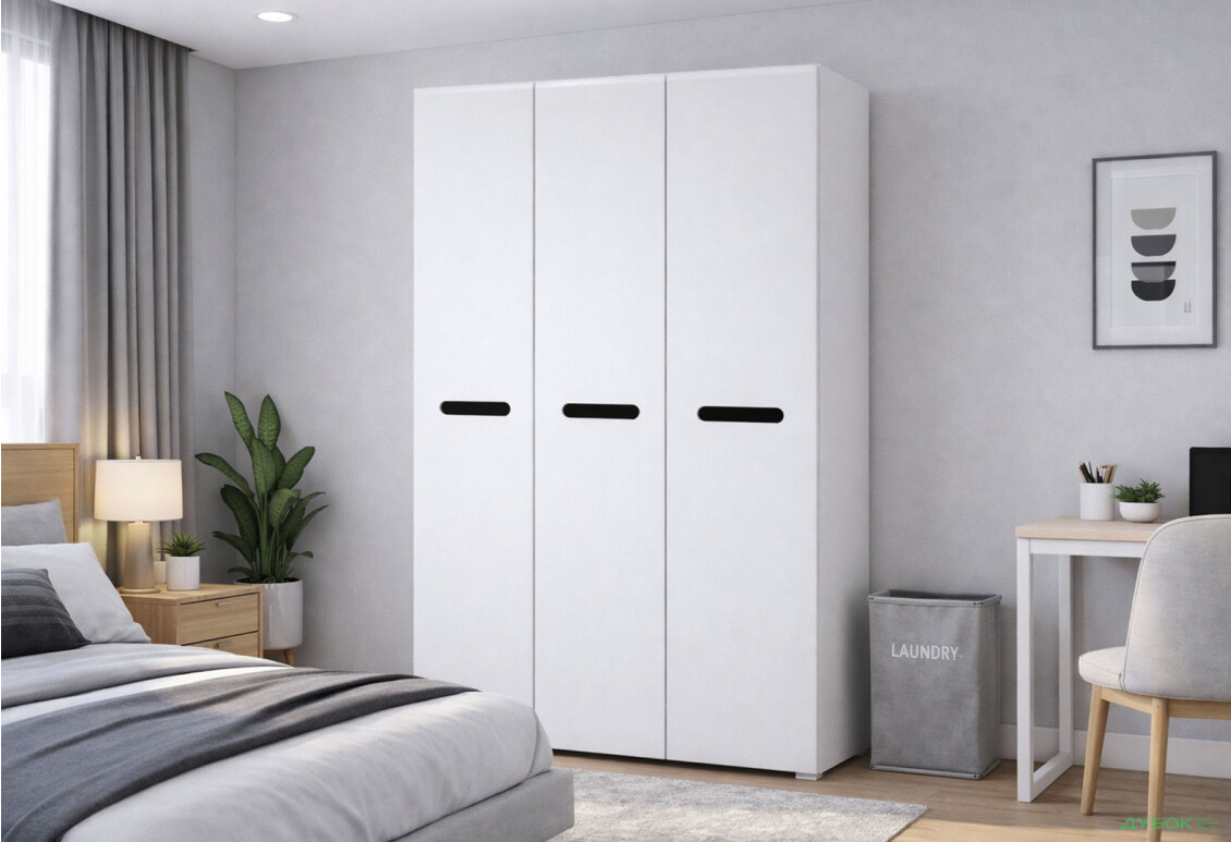 Изображение 2 - Шкаф Svit Mebliv Бьянко 3-дверный 120 см, Белый с черной вставкой