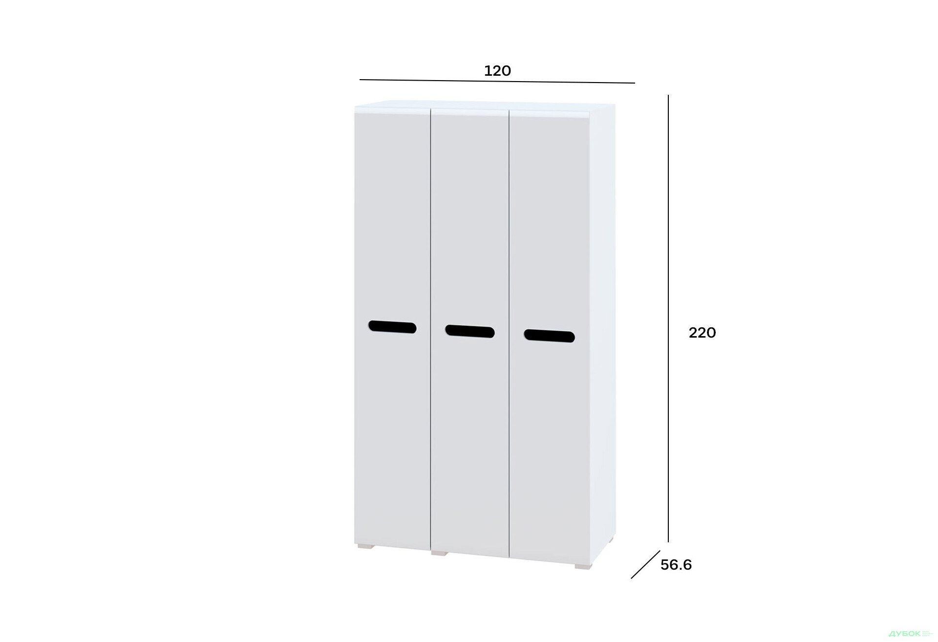 Изображение 4 - Шкаф Svit Mebliv Бьянко 3-дверный 120 см, Белый с черной вставкой