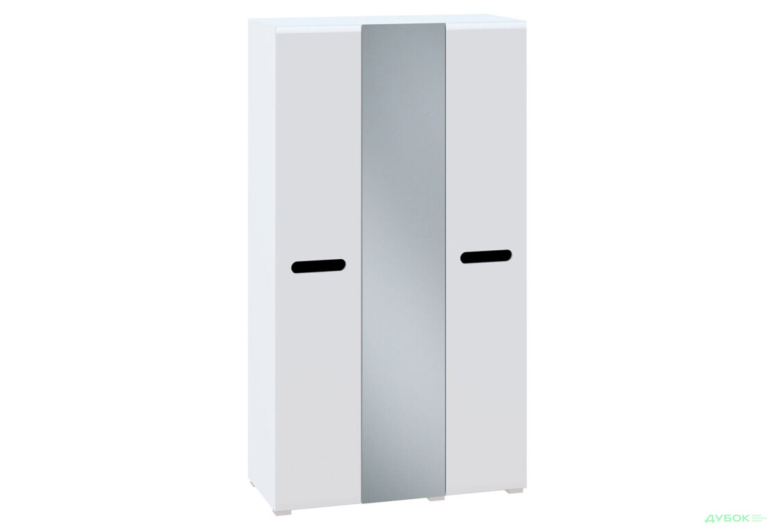 Зображення 2 - Шафа Світ Меблів Бянко 3-дверна з дзеркалом 120 см, Біла з чорною вставкою