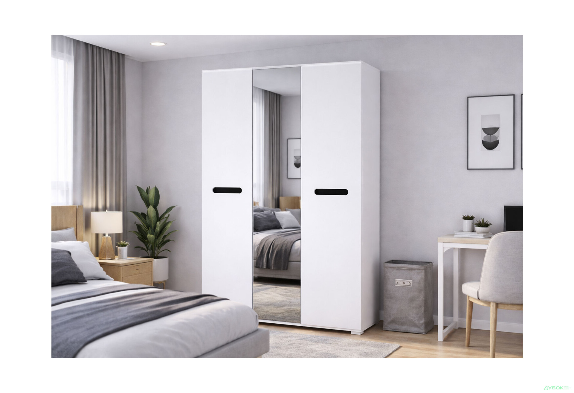 Изображение 2 - Шкаф Svit Mebliv Бьянко 3-дверный з зеркалом 120 см, Белый с черной вставкой