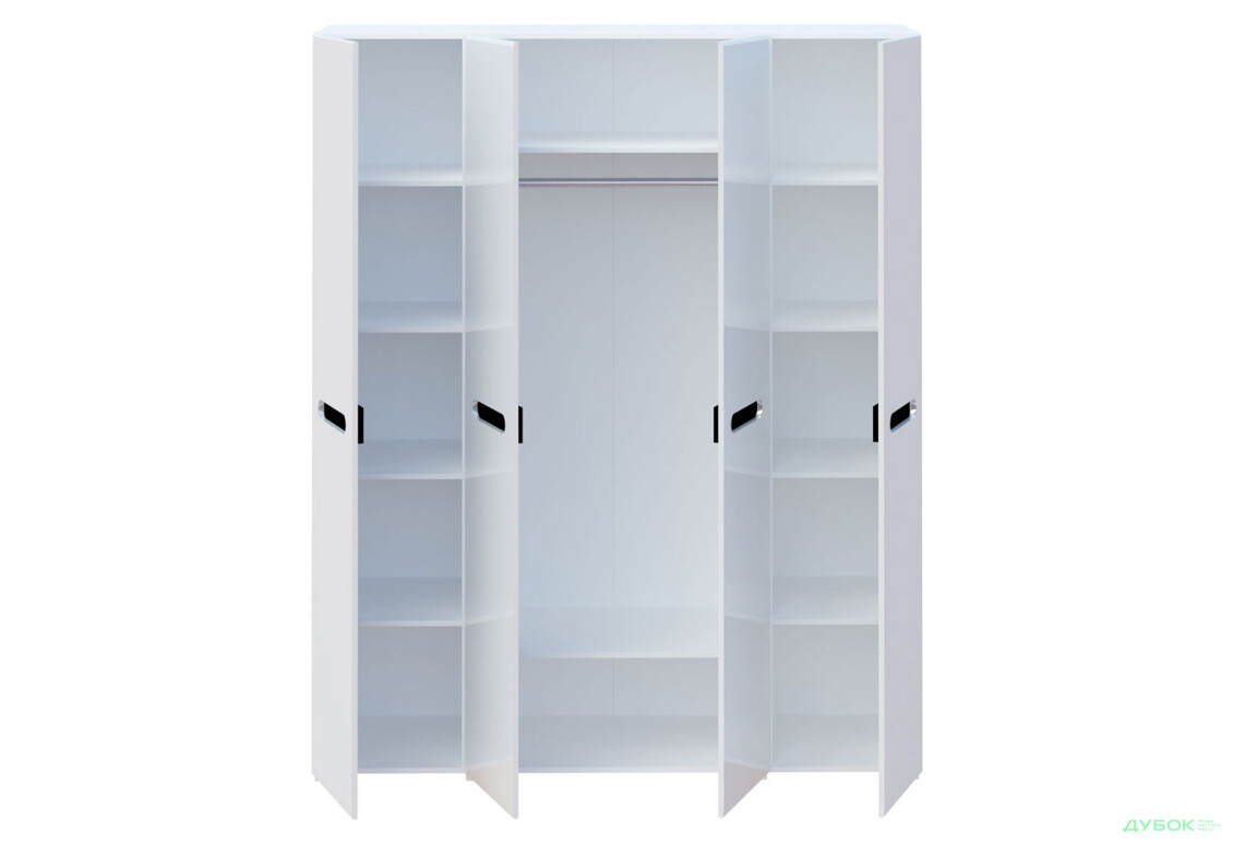 Зображення 3 - Шафа Світ Меблів Бянко 4-дверна з дзеркалом 180 см, Біла з чорною вставкою