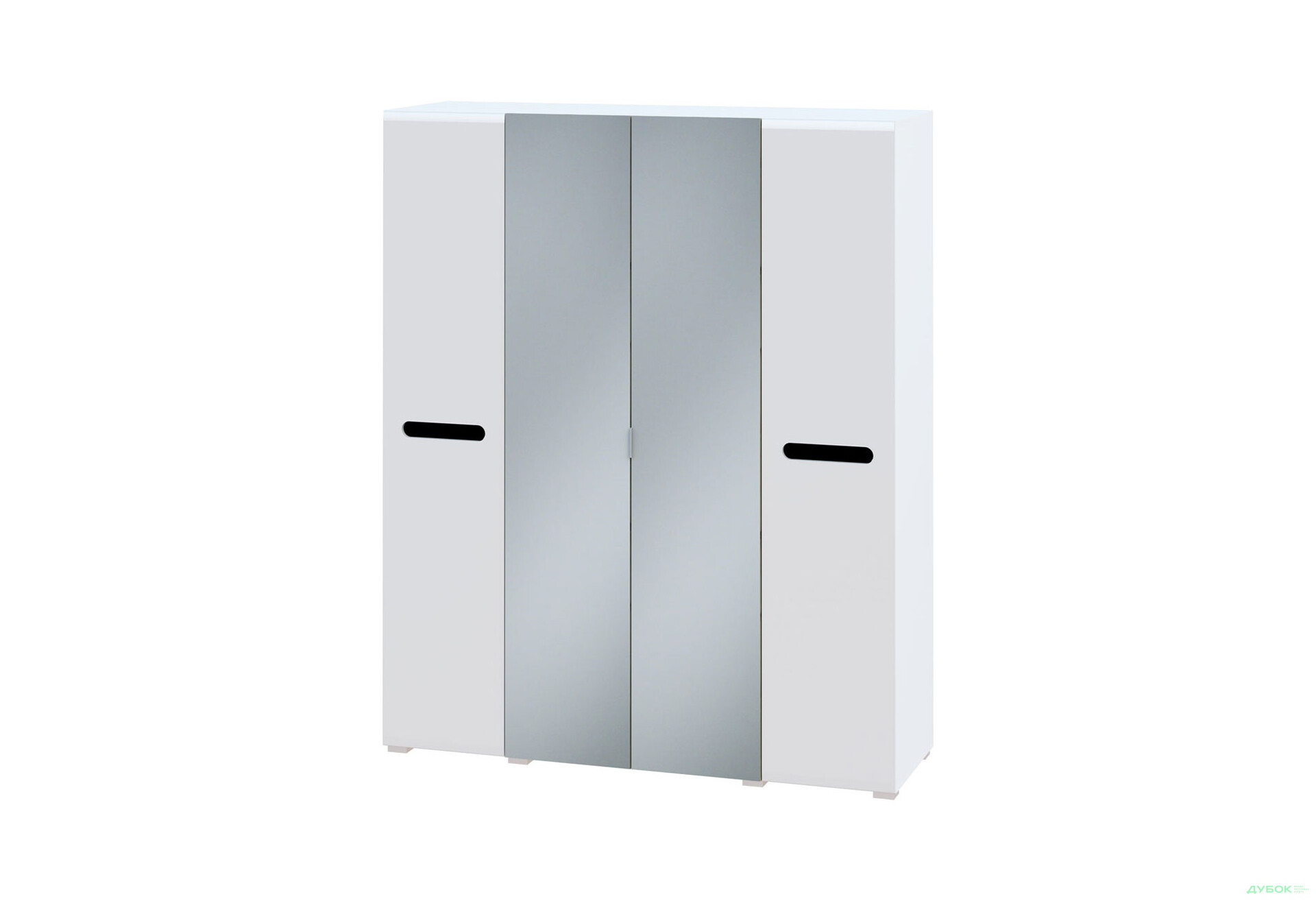 Зображення 1 - Шафа Світ Меблів Бянко 4-дверна з дзеркалом 180 см, Біла з чорною вставкою