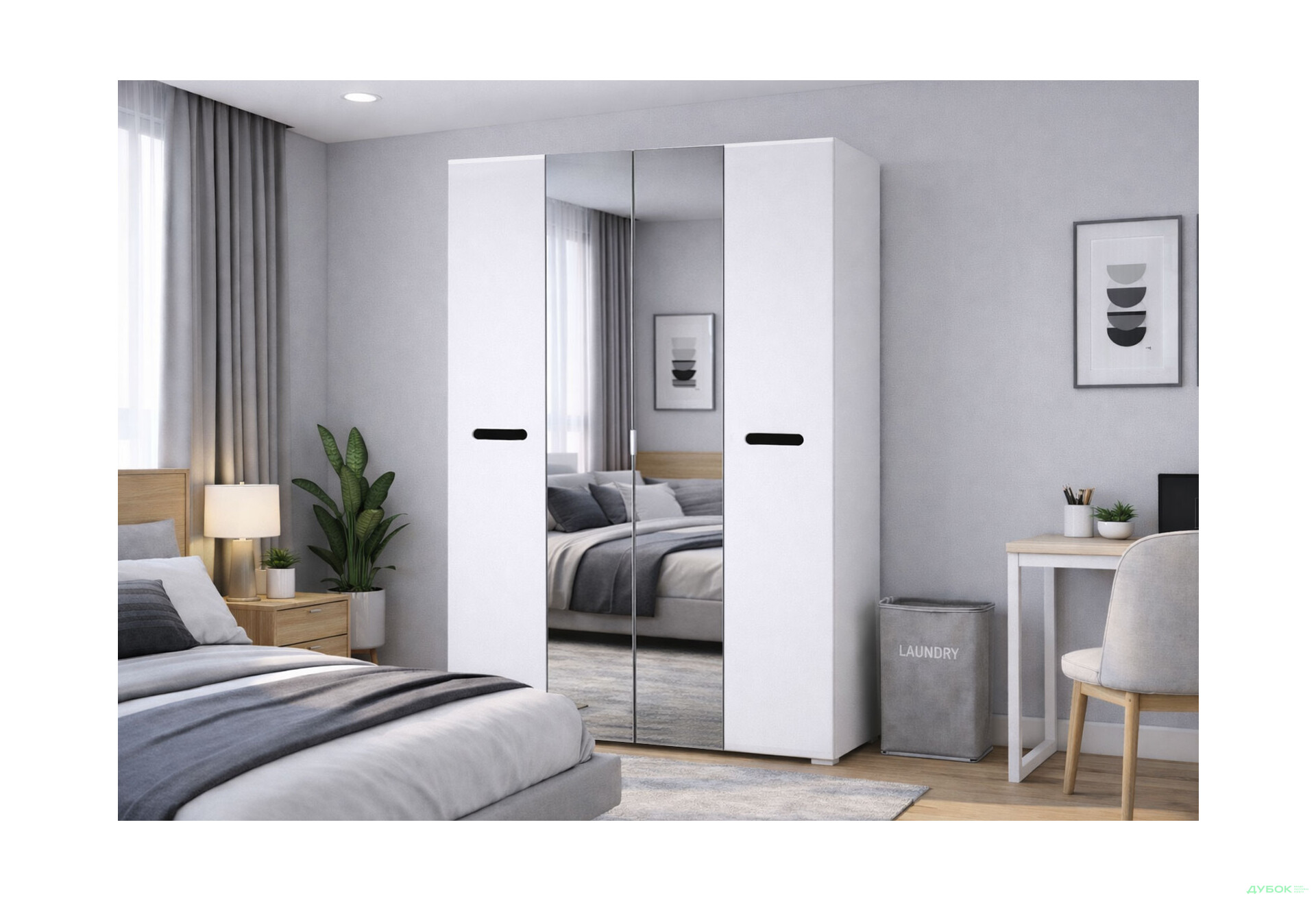 Изображение 2 - Шкаф Svit Mebliv Бьянко 4-дверный з зеркалом 180 см, Белый с черной вставкой