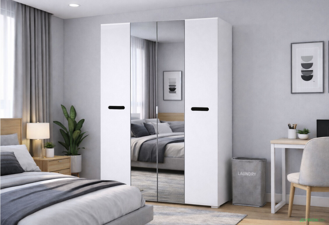 Изображение 2 - Шкаф Svit Mebliv Бьянко 4-дверный з зеркалом 180 см, Белый с черной вставкой