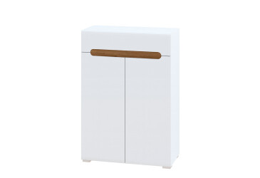 Комод Svit Mebliv Бьянко 2-дверный с ящиком 80 см Белый с вставкой дуб аппалачи