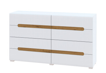 Комод Svit Mebliv Бьянко с 8 ящиками 160 см Белый с вставкой дуб аппалачи