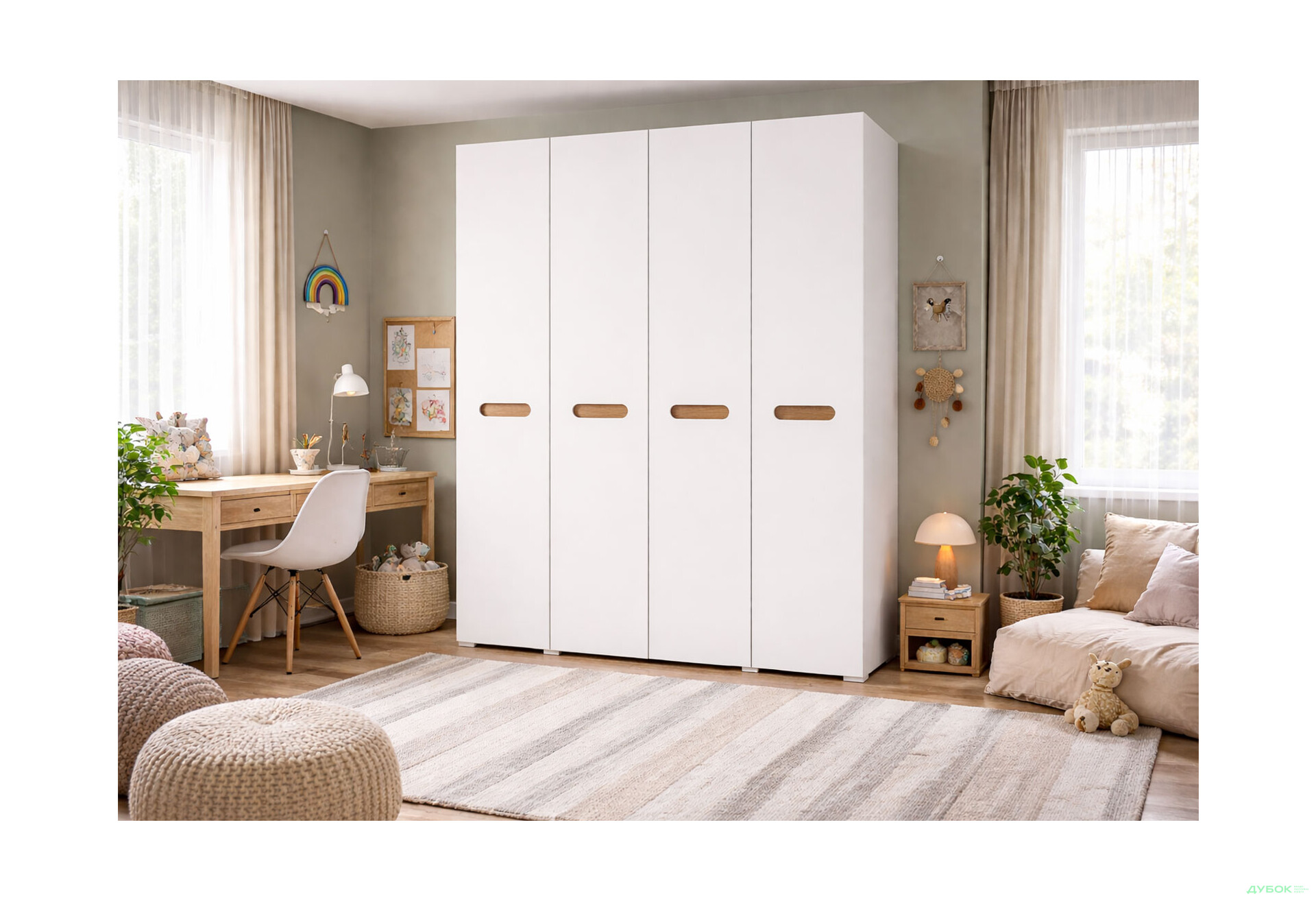 Изображение 2 - Шкаф Svit Mebliv Бьянко 4-дверный 180 см, Белый с вставкой дуб аппалачи