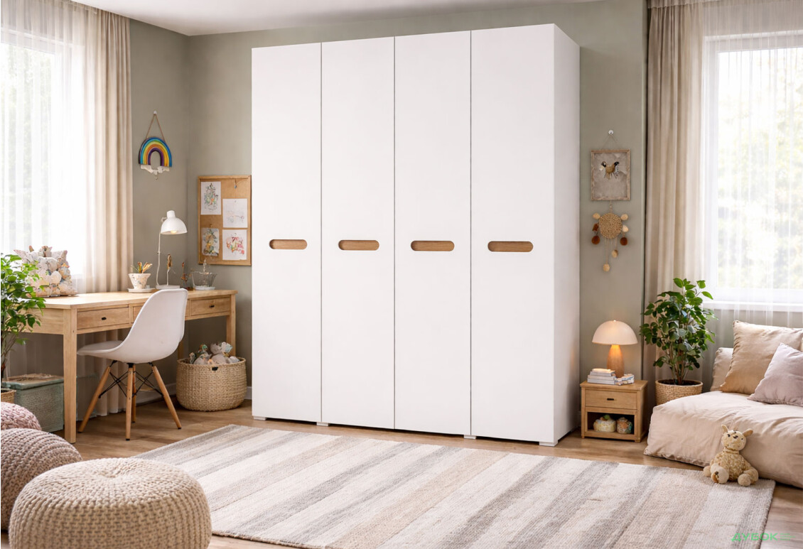 Изображение 2 - Шкаф Svit Mebliv Бьянко 4-дверный 180 см, Белый с вставкой дуб аппалачи