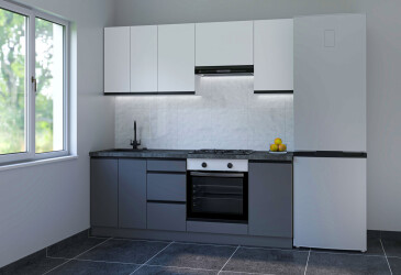 Кухня Вип-мастер ГаМа / GaMa Люкс 200 см, нимфея альба / антрацит