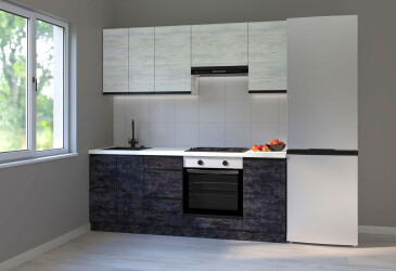 Кухня Вип-мастер ГаМа / GaMa Люкс 200 см, сосна натти / бетон темный