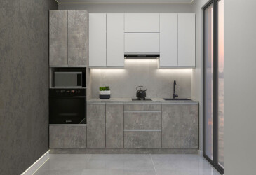 Кухня Вип-мастер ГаМа / GaMa Люкс 240 см, нимфея альба / бетон