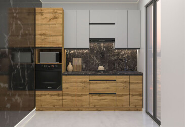 Кухня Вип-мастер ГаМа / GaMa Люкс 240 см, серый / дуб аппалачи