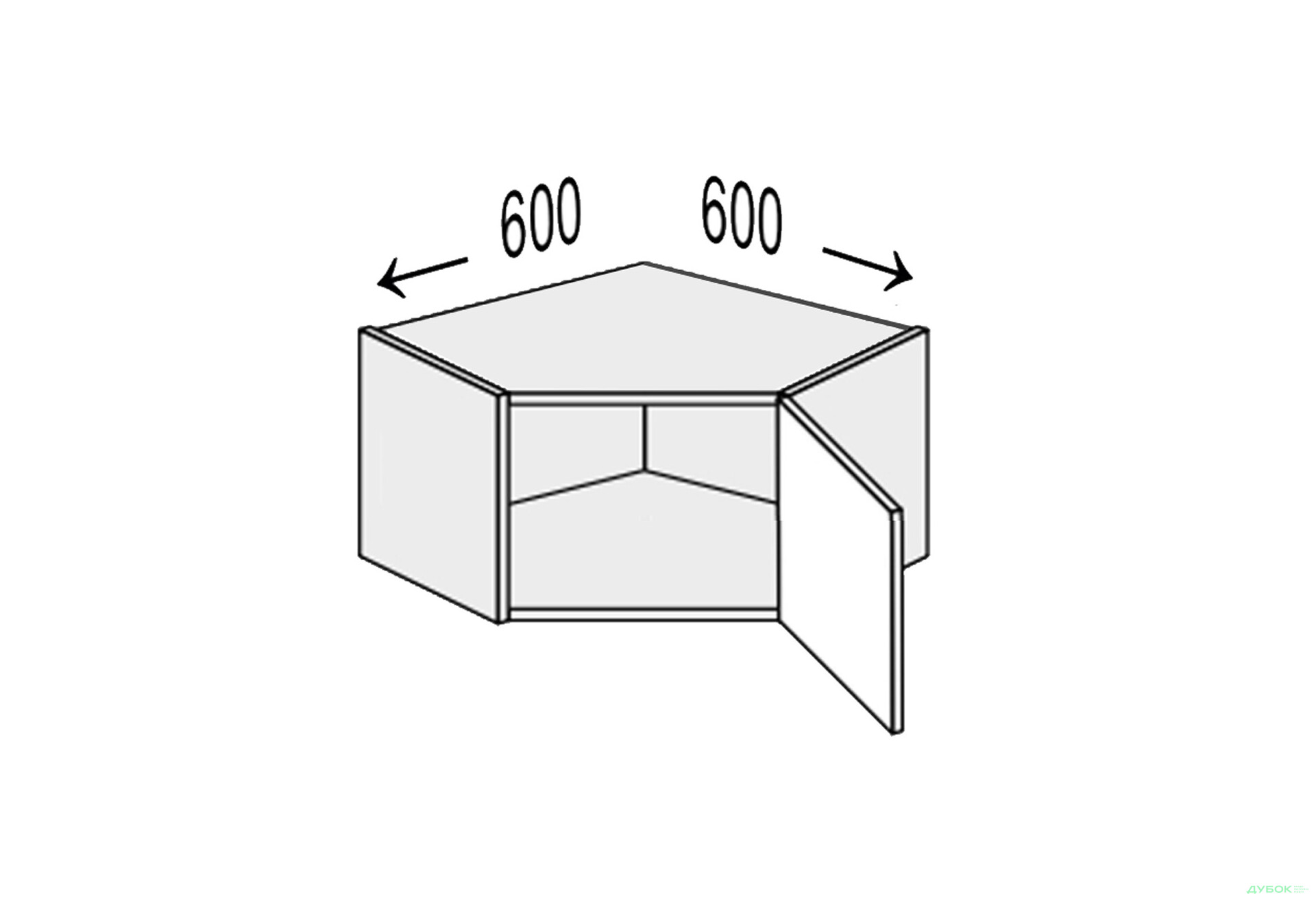 Зображення 1 - Верх Кут В 45°/360 (600х600) 1дв правий Міленіум / Millenium MiroMark