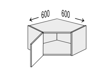 Верх Угол В 45°/360 (600х600) 1дв Pro Blum левый Миллениум / Millenium Premium МироМарк