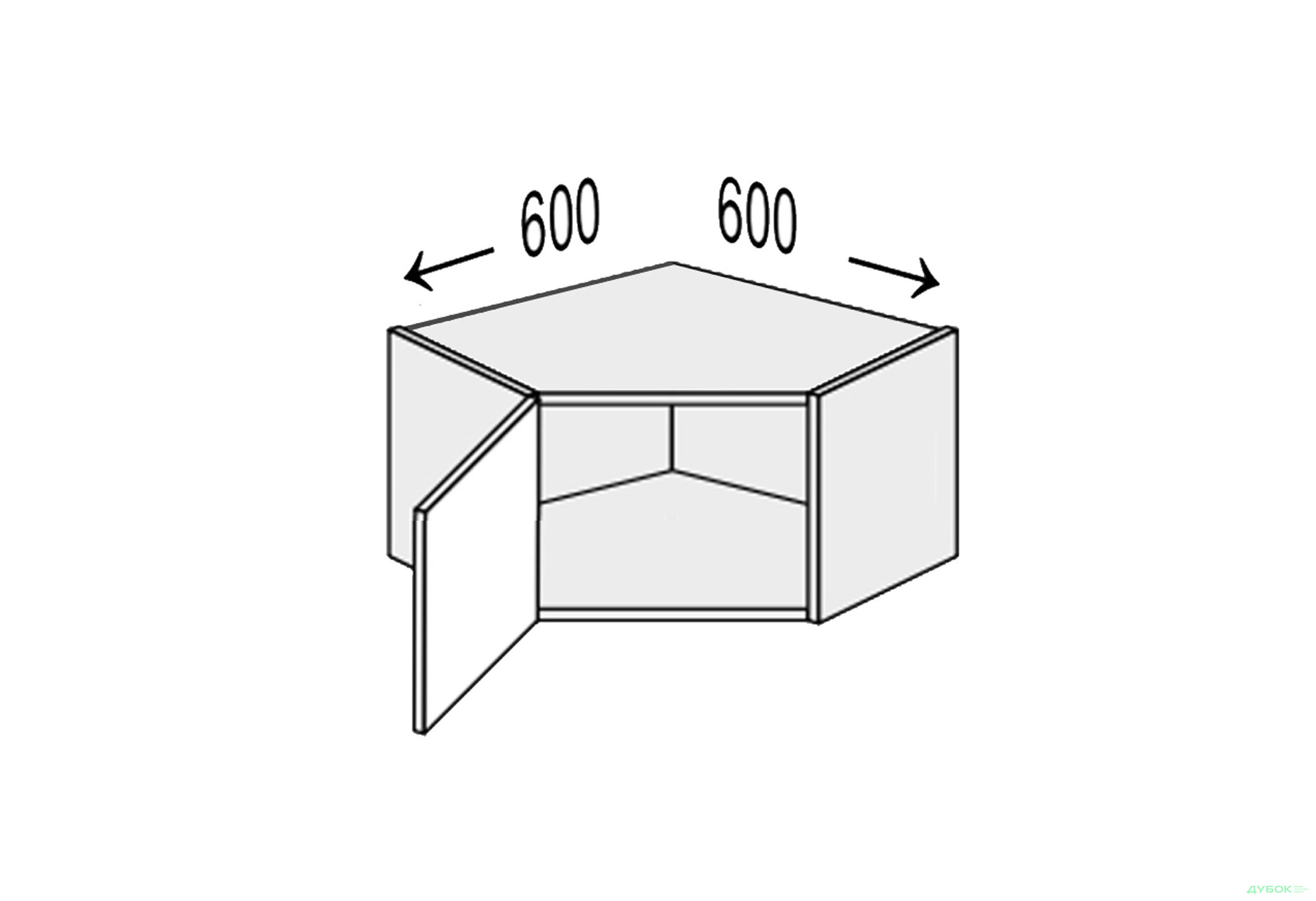 Зображення 1 - Верх Кут В 45°/360 (600х600) 1дв Pro Blum лівий Міленіум / Millenium Premium MiroMark