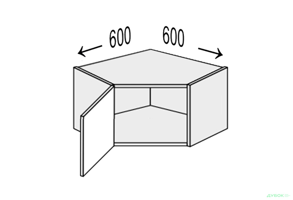 Верх Кут В 45°/360 (600х600) 1дв Pro Blum лівий Міленіум / Millenium Premium MiroMark