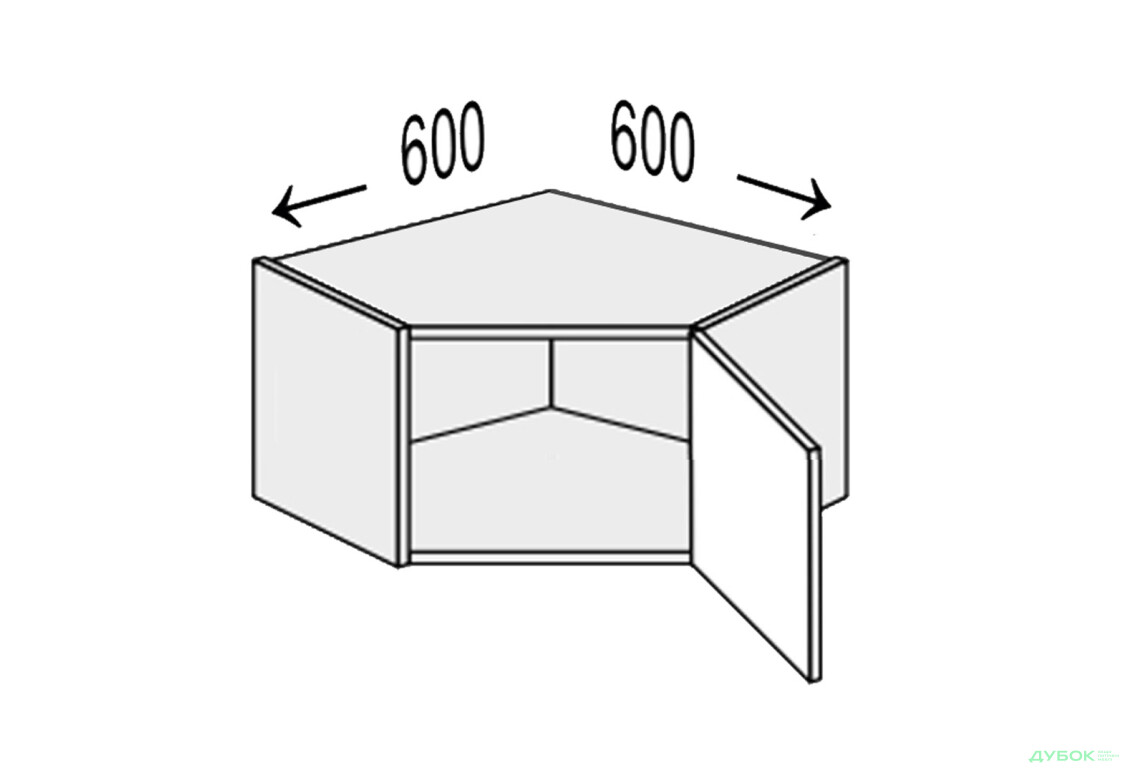 Верх Кут В 45°/360 (600х600) 1дв Pro Blum правий Міленіум / Millenium Premium MiroMark