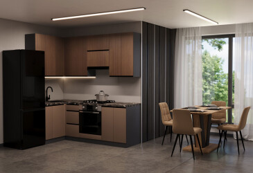 Кухня VIP-master Лорі Люкс верх + Прайм Люкс низ 2.2х1.2 м, горіх браун V / коричневий