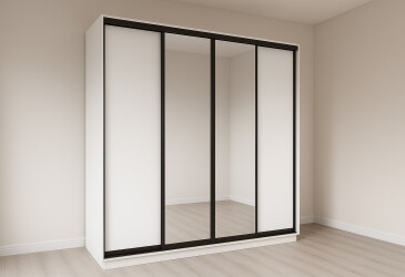 Шафа-купе Garant 4-дверна з дзеркалами 300 см Білий діамант, профіль Венге глянець