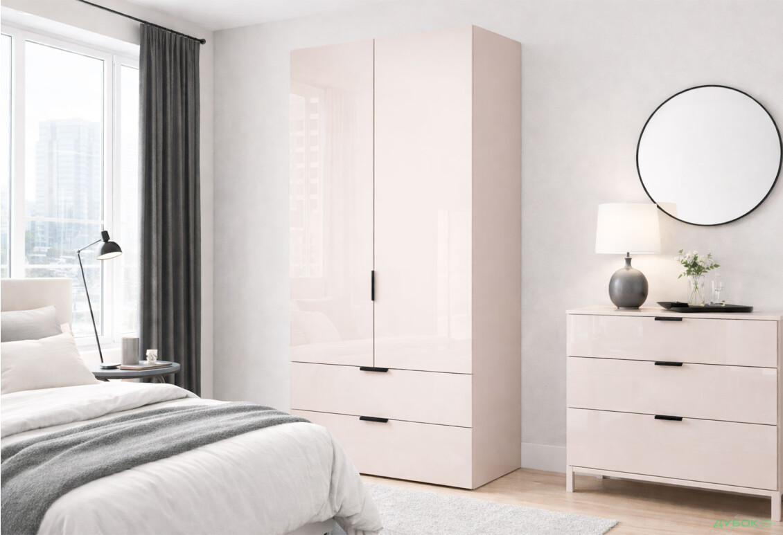 Зображення 2 - Шафа MiroMark Лорі / Lori 2-дверна з шухлядами 89,6 см глянець кашемір