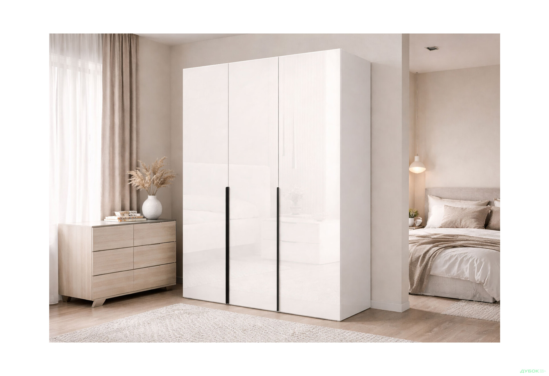 Зображення 2 - Шафа MiroMark Лорі / Lori 3-дверна 134,4 см глянець кашемір