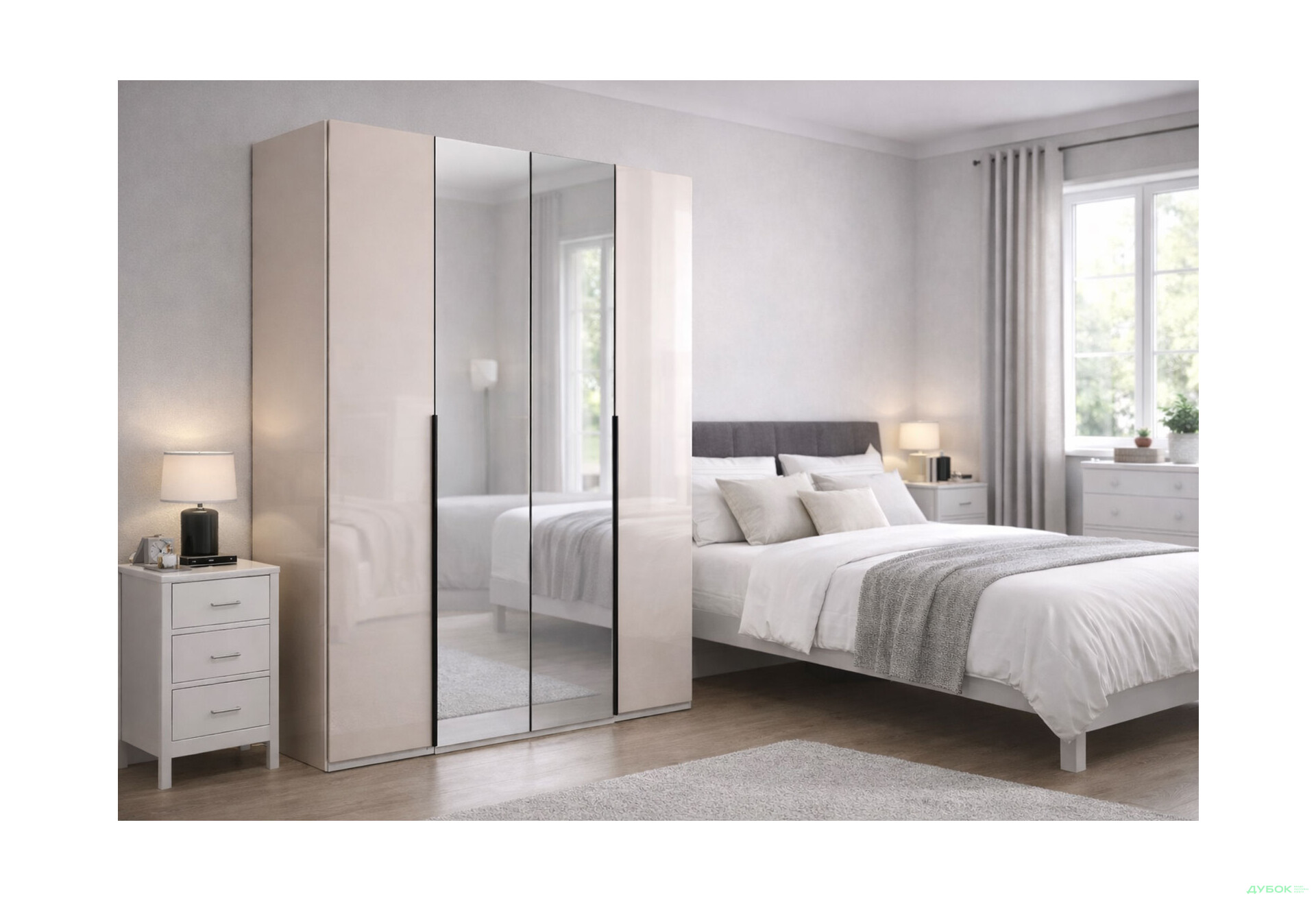 Изображение 2 - Шкаф МироМарк Лори / Lori 4-дверный с зеркалом 179,2 см глянец кашемир