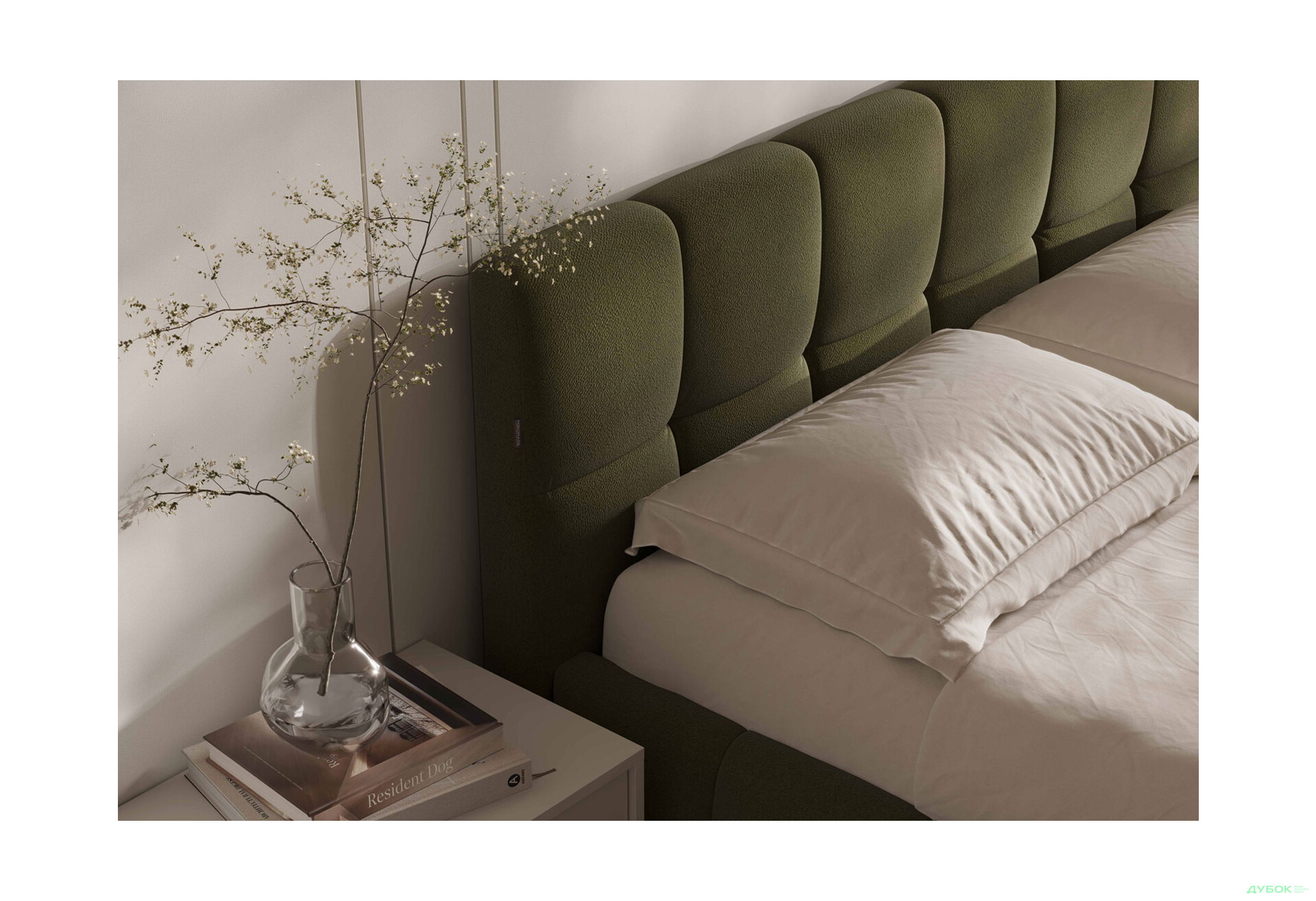 Ліжко-подіум MiroMark Тоні з матрацом Mint Touch 180x200 підйомне з каркасом, оливка - Зображення 6 Зображення 6 - Ліжко-подіум MiroMark Тоні з матрацом Mint Touch 180x200 підйомне з каркасом, оливка
