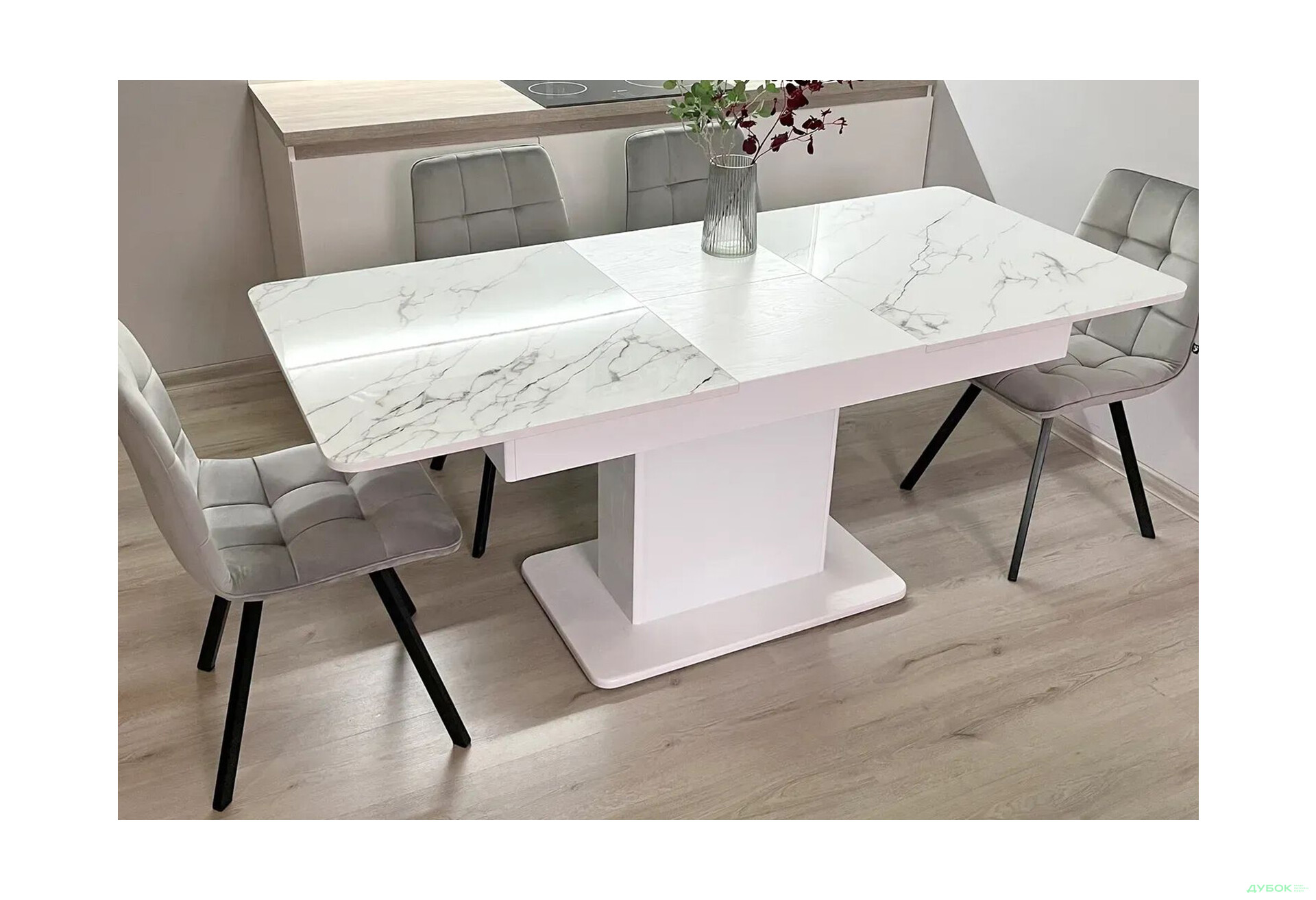 Изображение 5 - Стол кухонный Jam Бостон Т раскладной, 140 / 180 см, белое дерево / бриллиант