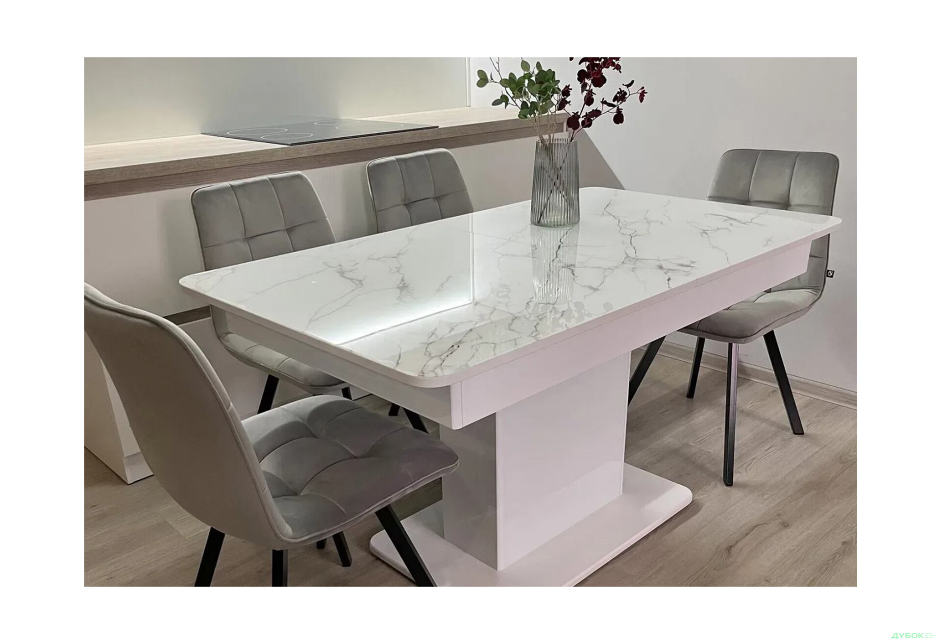 Изображение 6 - Стол кухонный Jam Бостон Т раскладной, 140 / 180 см, белое дерево / бриллиант