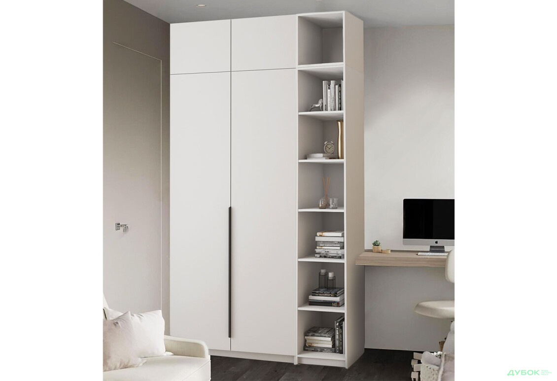 Зображення 2 - Шафа MebelStar Оскар 2-дверна 140 см зі стелажем та антресоллю, Кашемір