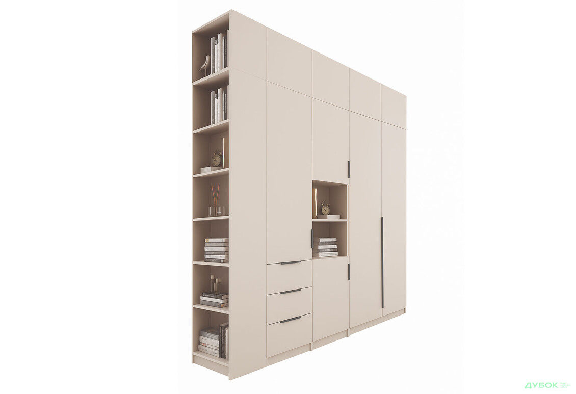 Шафа MebelStar Оскар 4-дверна 230 см зі стелажем та антресолями, Кашемір - Зображення 1 Зображення 1 - Шафа MebelStar Оскар 4-дверна 230 см зі стелажем та антресолями, Кашемір